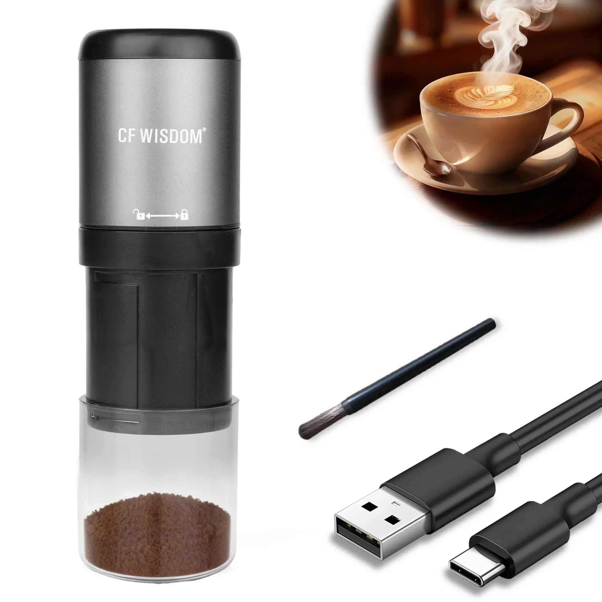 

Кофемолка, электрическая кофемолка, портативная кофемолка для кофе в зернах, перезаряжаемая для домашнего офиса, путешествий — идеальный рождественский подарок