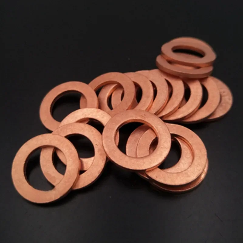 100 pièces M3 figuré M5 M6 M8 M10-M30 cuivre rondelle cale anneau plat joints d'étanchéité bouchons de puisard joint entretoise simple rondelles fixation