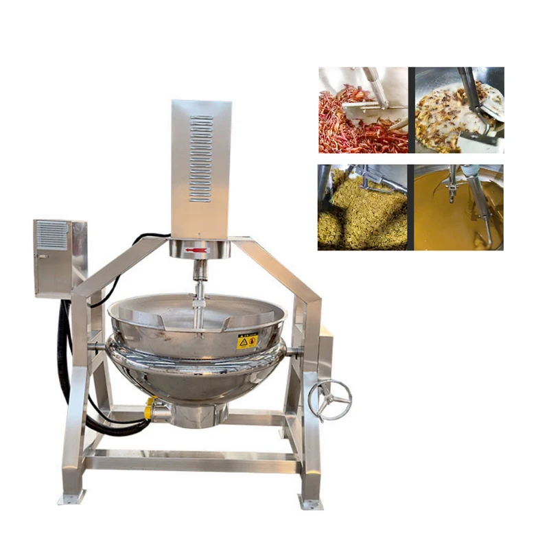 Máquina para freír salsa de ternera y Chile, Wok de Gas, calefacción y agitación semiautomática, hilo de carne multigarra comercial, Wok de agitación
