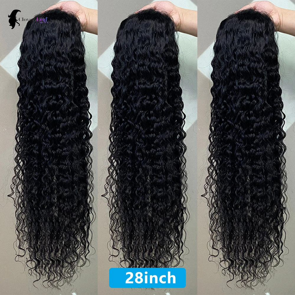 Pelucas sin pegamento de 28 pulgadas, cabello humano listo para usar, peluca con cierre de encaje precortado con ondas de agua 6X4, pelucas rizadas profundas brasileñas para mujeres