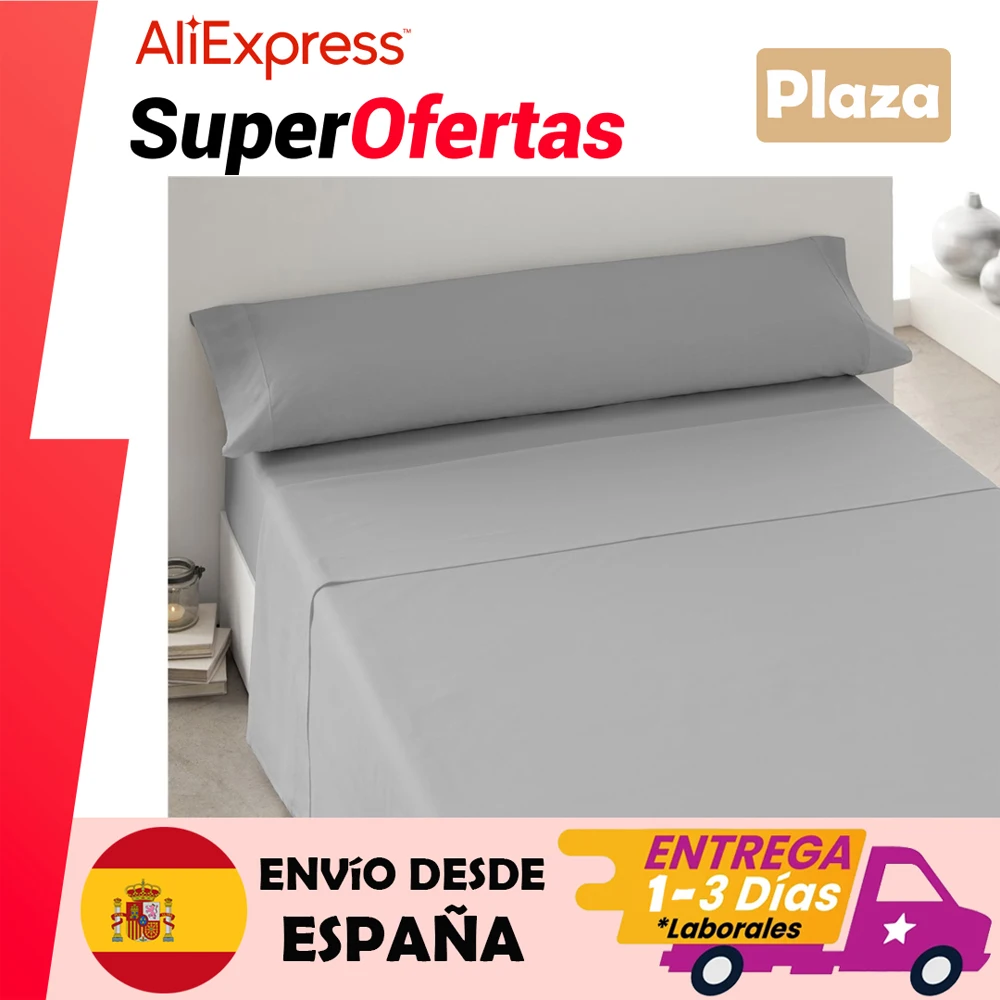 Juego de Sábanas, Set de Sabanas con 3 Piezas, Sábana Bajera Ajustable, Sábana Encimera y Funda de Almohada Larga, 3 Piezas, 100% Poliéster,Hipoalergénicas, Modelos Lisos para Cama 90/135/150/180cm
