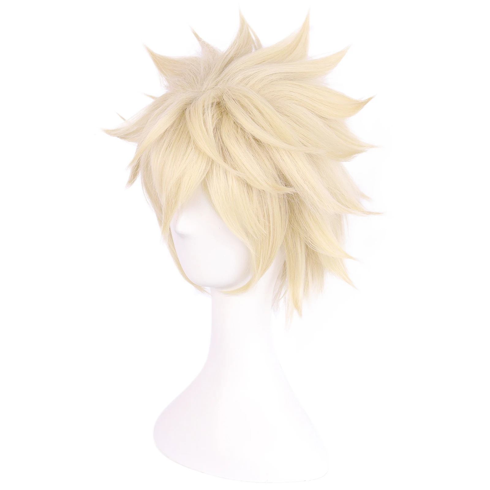 Peruca sintética curta reta amarela Denki Kaminari Cosplay para Halloween Dia de Ação de Graças Natal