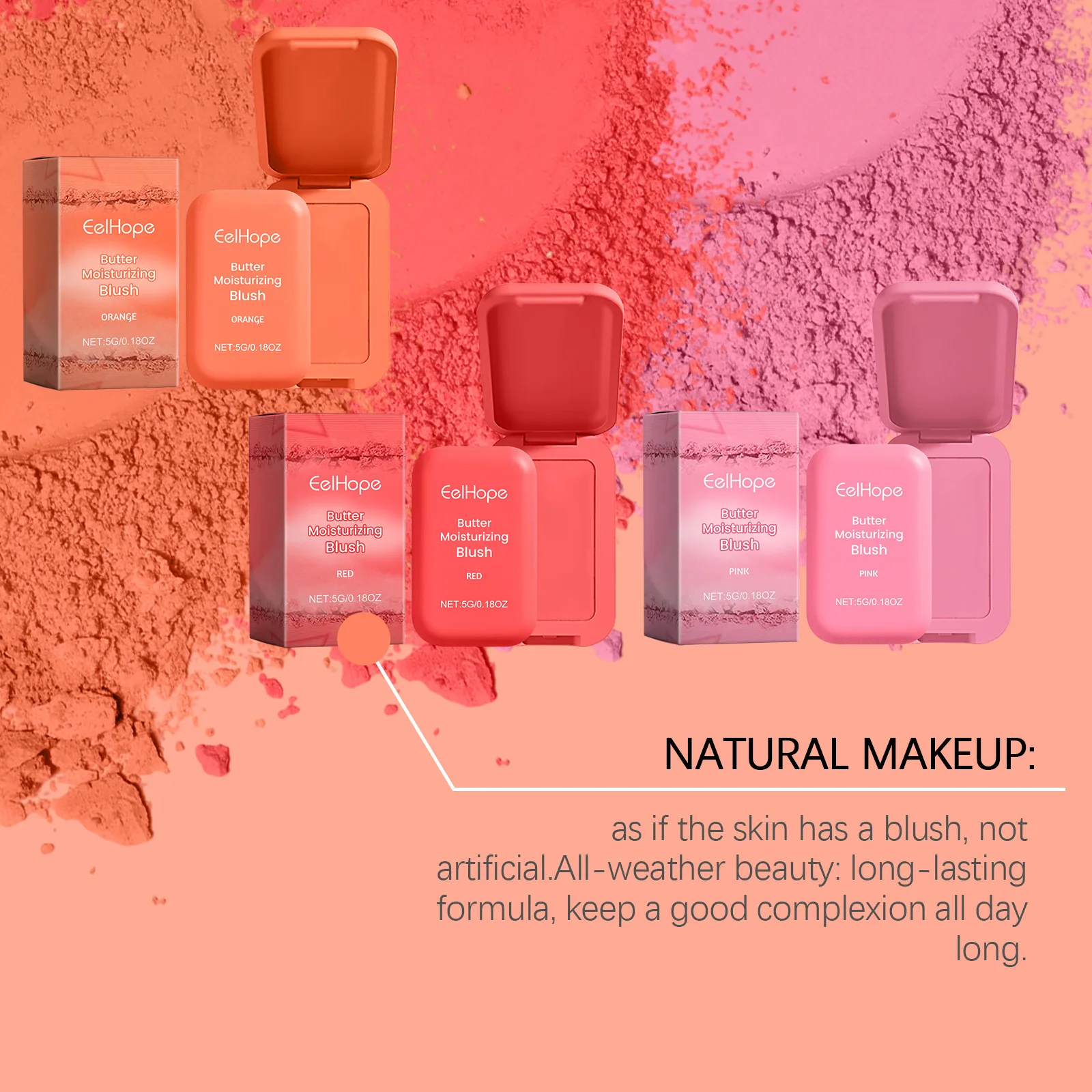 Eelhope 5g Boter Blush Crème Blijvende Facial Hydraterende Makeup Fleuren Gezicht Contouren Matte Wangen Blusher Poeder