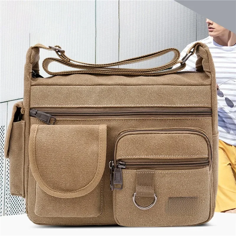Męskie płócienne torby na ramię na co dzień podróżna męska torba Crossbody luksusowe torby kurierskie modne wysokiej jakości torebka — zdjęcie 2