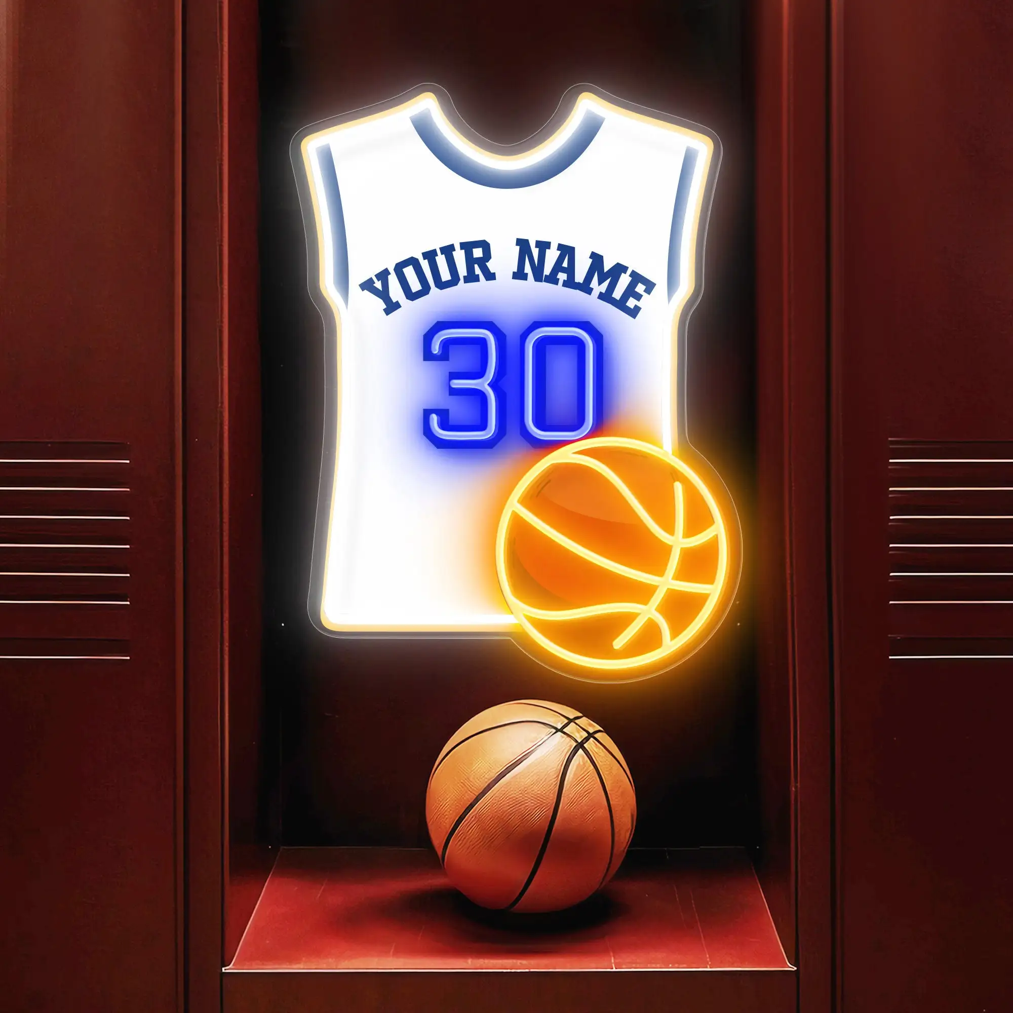 Custom Basketball Jersey Neon Sign Personalized Basketball Player Birthday Gifts Game Room Wall Decor Teens Bedroom Night Sign