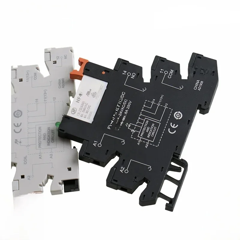 Smukły moduł przekaźnika na szynę Din HF-41F Zintegrowany przekaźnik mocy do montażu na płytce drukowanej z uchwytem przekaźnika 12V 24V 48V 110V 230V Gniazdo przekaźnika 6,2mm — zdjęcie 2