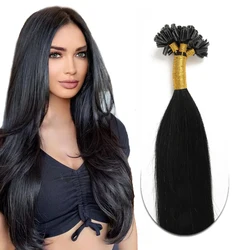 Extensiones de cabello de punta en U, cabello humano 100% virgen, cuentas de cabello Natural, extensiones de cabello humano preunidas, 14-24 