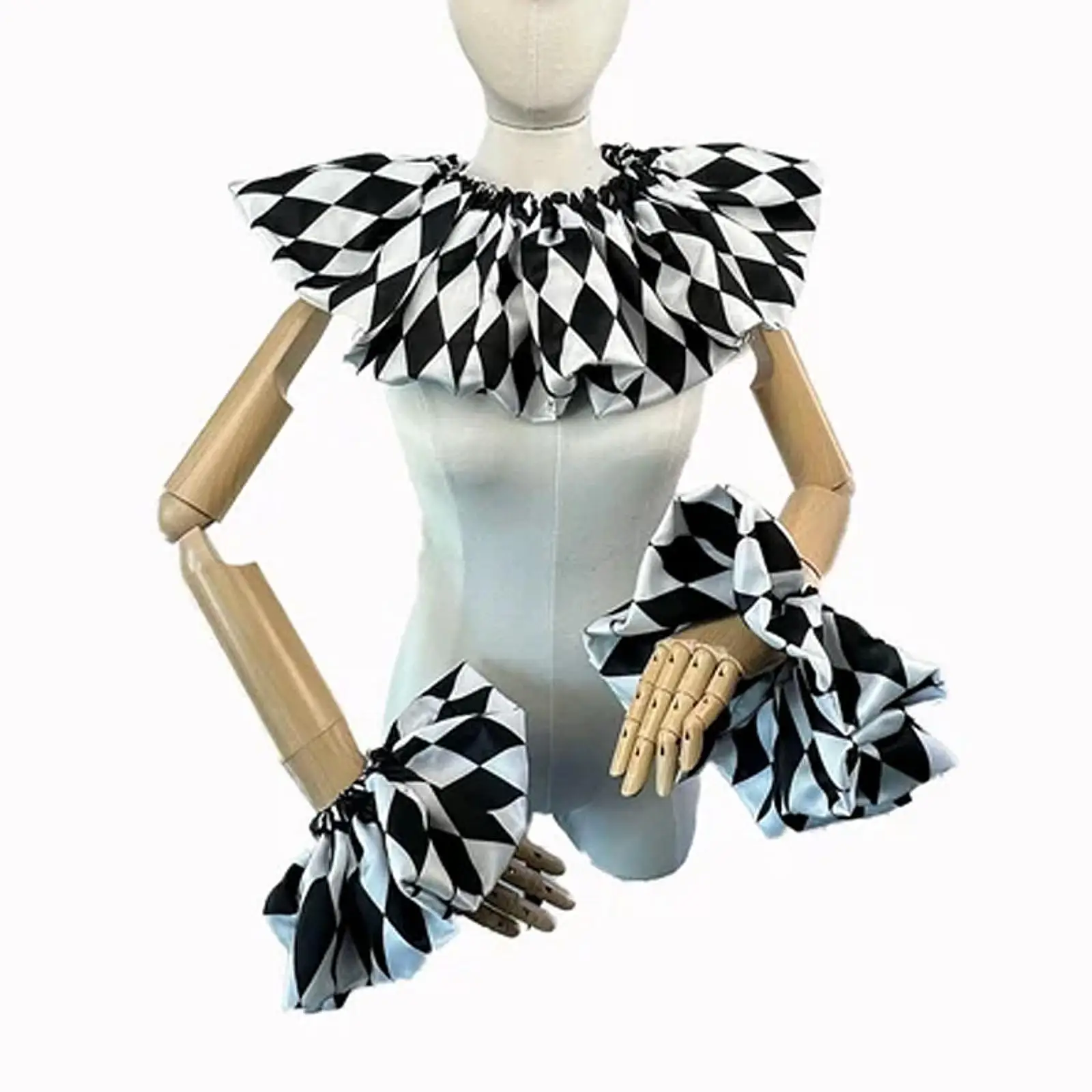Clown Collar Cuff Set Ruffled Collar Photo Prop Halloween Costume for Concerts Stage Performance Theme Activity Festival Operas