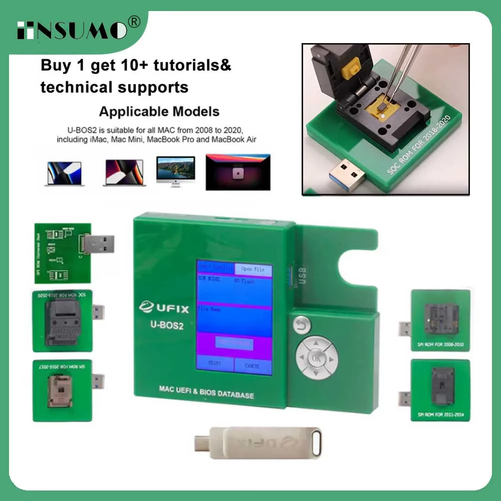 Ufix U-BOS2 Remove EFI Lock Firmware Lock PIN Code Lock Tool or MacBook 2008-2020 T2 / M1 Chip ROM Data Read-Write Programmer