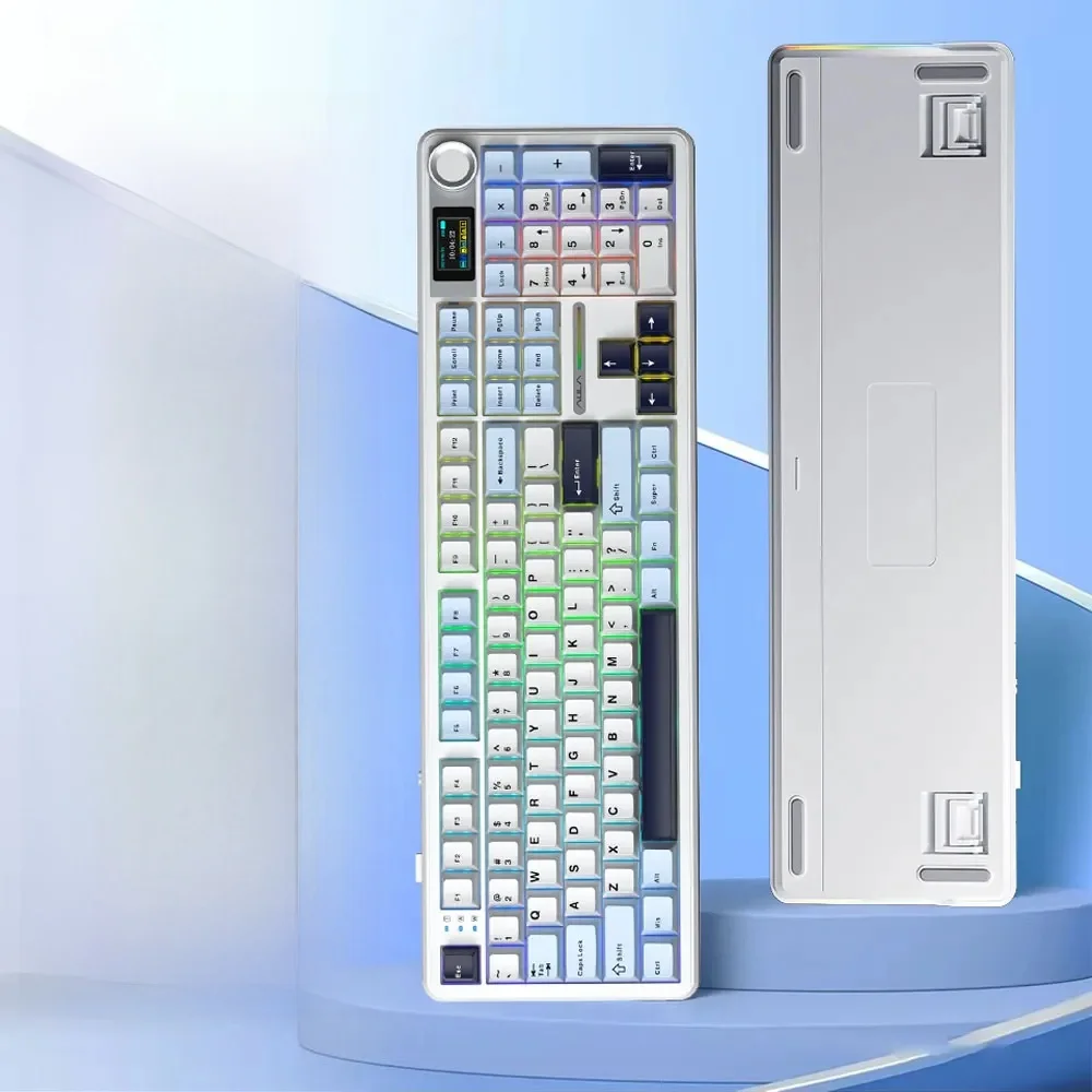 AULA F108 Pro Gaming Mechanische Tastatur Tri Mode Benutzerdefinierter Multi-Knopf-Bildschirm RGB Esports Drahtlose Tastatur mit TFT Smart Display