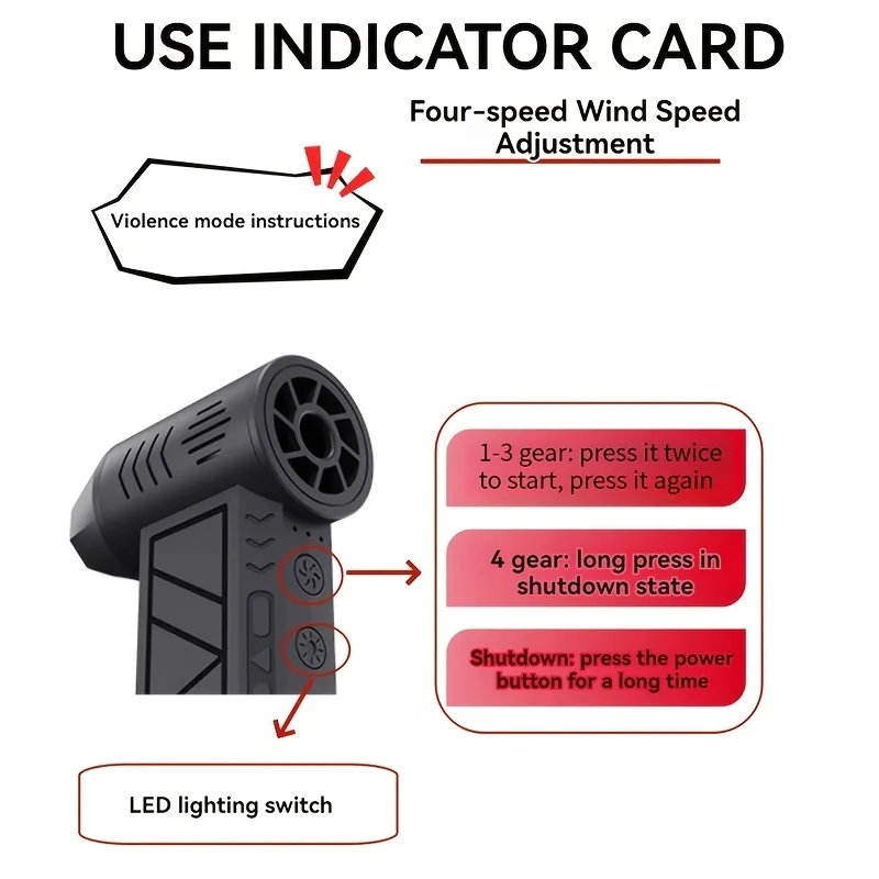 130,000 RPM Handheld Brushless Motor 3nd Generation X3 Violent Blower Mini Turbo Jet Fan Wind Speed 52m/s industrial Duct Fan