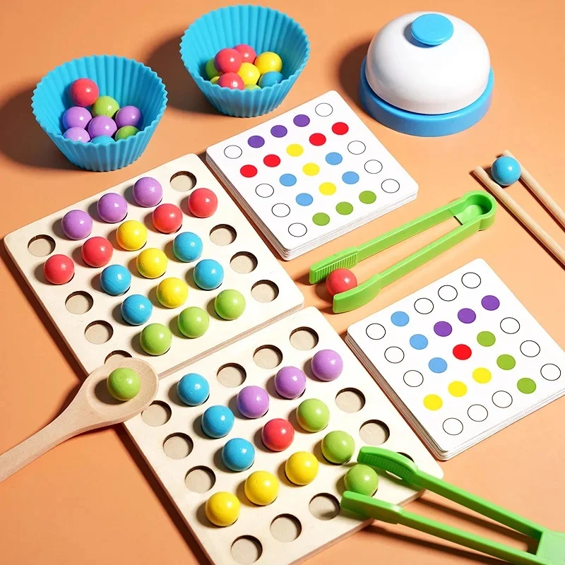 Jouet de perles à Clip Montessori en bois, entraînement de la motricité Fine, tri des couleurs, jouets éducatifs d'apprentissage précoce pour enfants