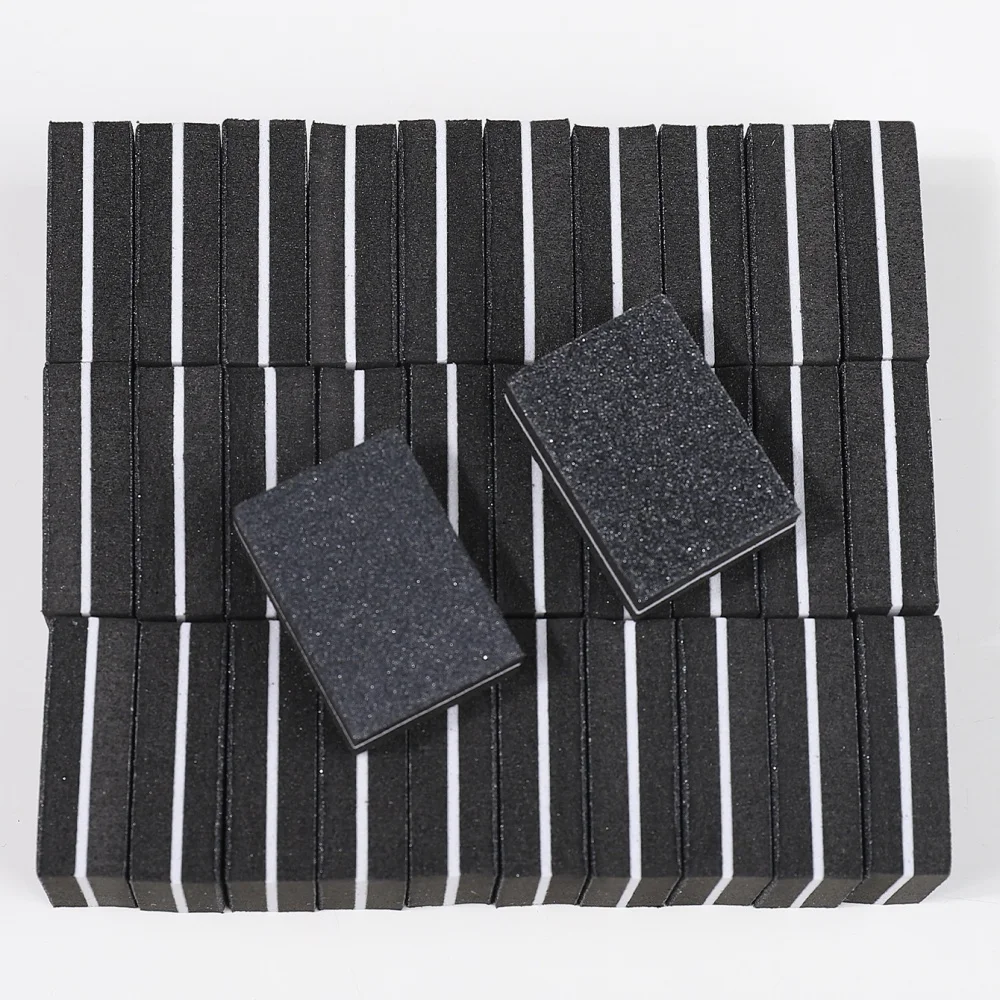 50個入り ブラック両面ネイルバッファーブロック、プロ用マニキュアペディキュアスポンジファイル、ネイルアート、サロン＆家庭用