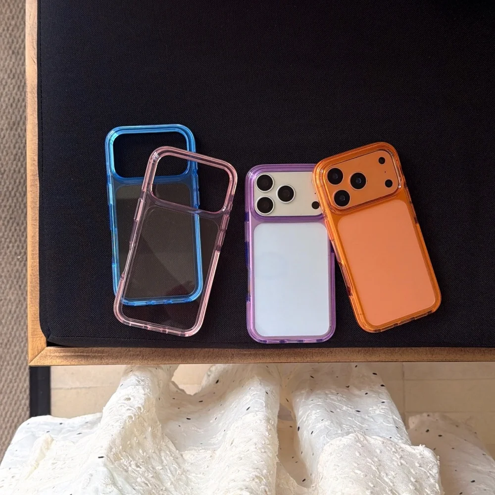 Korean Ins Candy Color Transparent Shockproof Phone Case for iPhone 18 Pro Max 16 Max 15 16 17 18 Pro Cover Simple Fashion Cases