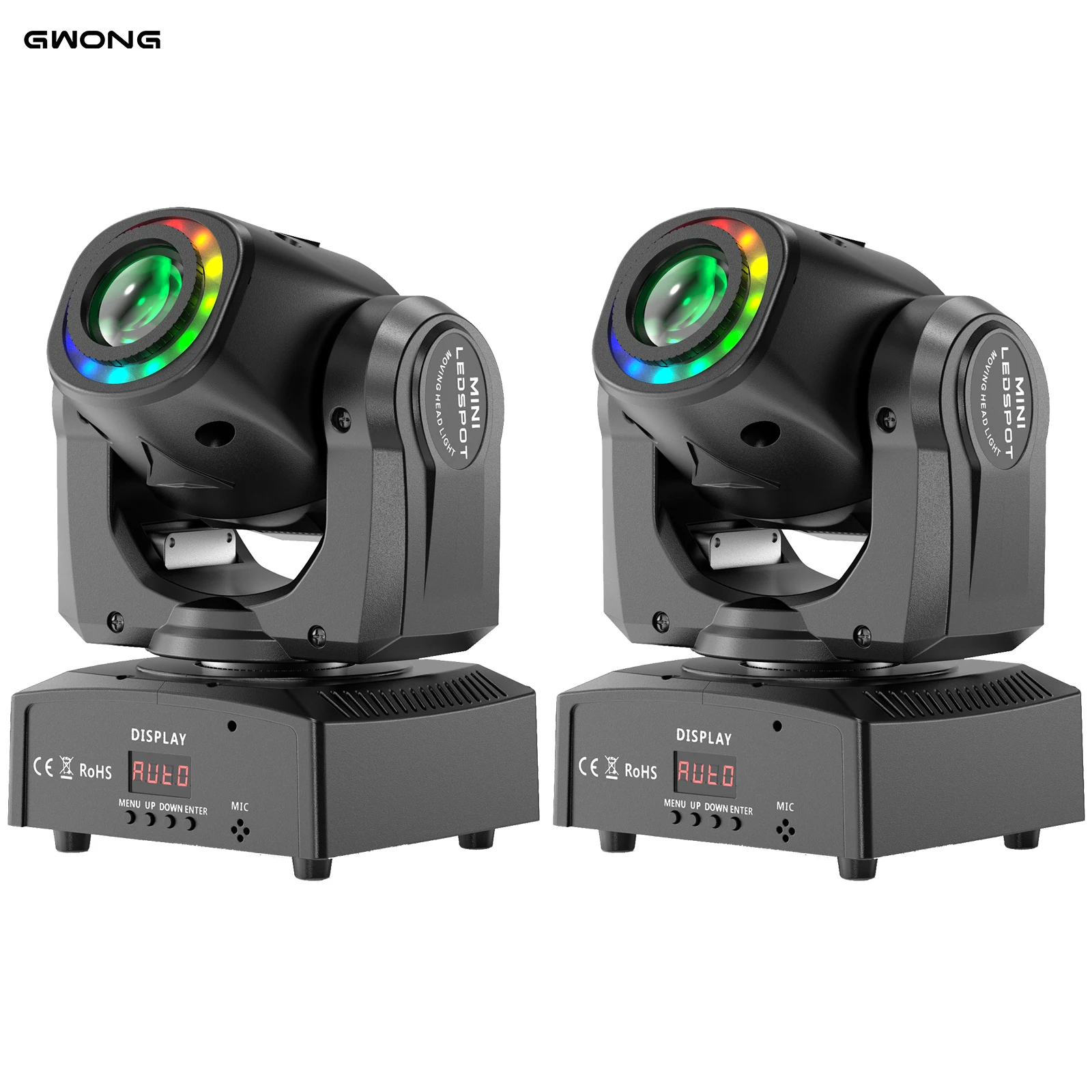Gwong 2 Pcs 150W LED Beam Pattern Moving Head Stage Effect Lighting 8 Patterns DMX512 Master-Slave for Show Concert Party KTV