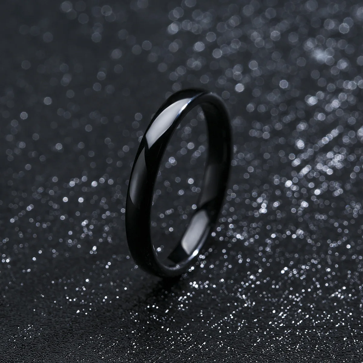 3mm Ceramic Wedding Band for Women, Thin Stackable Plain Rings, Black White Minimalist Ring, Hypoallergenic Jewelry Gift for Her view 5