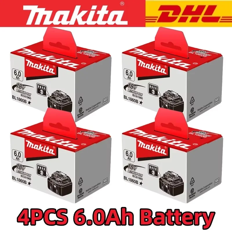 Batteria Makita 18V BL1860B 6Ah 100% originale, batteria ricaricabile agli ioni di litio per utensili elettrici Makita 18V, sostituzione della batteria.