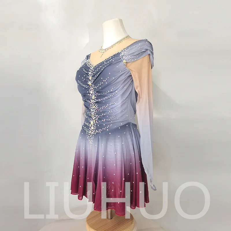 LIUHUO Ice Figure Skating Dress Girls Women Teens Stretchy Spandex Competition Wholesale