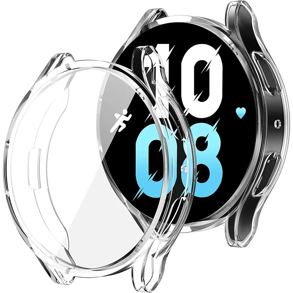 Capa protetora para samsung galaxy watch 4 5 6 7 40mm 44mm, cobertura de silicone tpu, proteção de