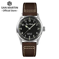 San Martin Men Pilot Watch 37mm Quartz Watch Military Field Watch Simple Style RONDA 715/6004 Wristwatch 10 Bar Luminous SN0034