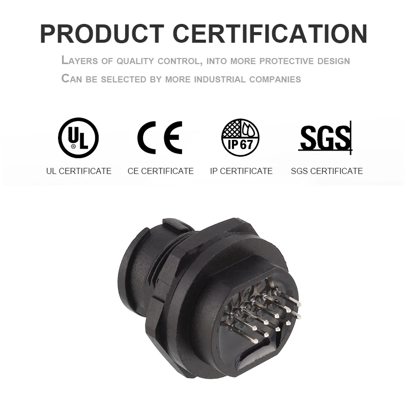 Waterproof Type‑C Connector Female Board Install Snap Lock Industrial Socket