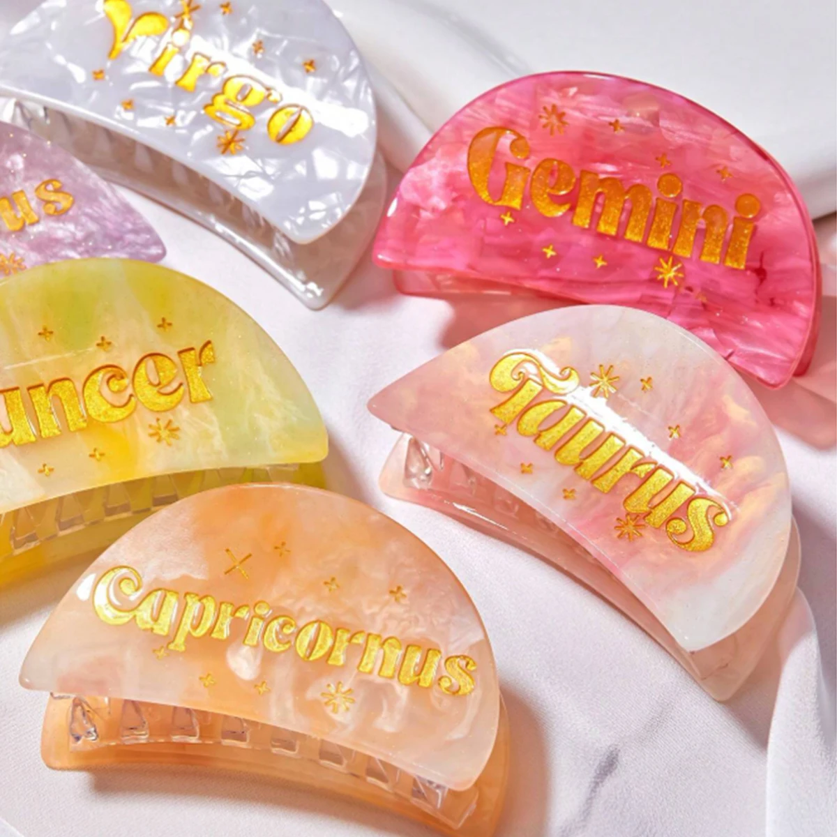 1PC Personalized Colorful Acetate Zodiac Women Hair Claw Clip For Birthday Gift,Holiday Gifts,Daily Commute