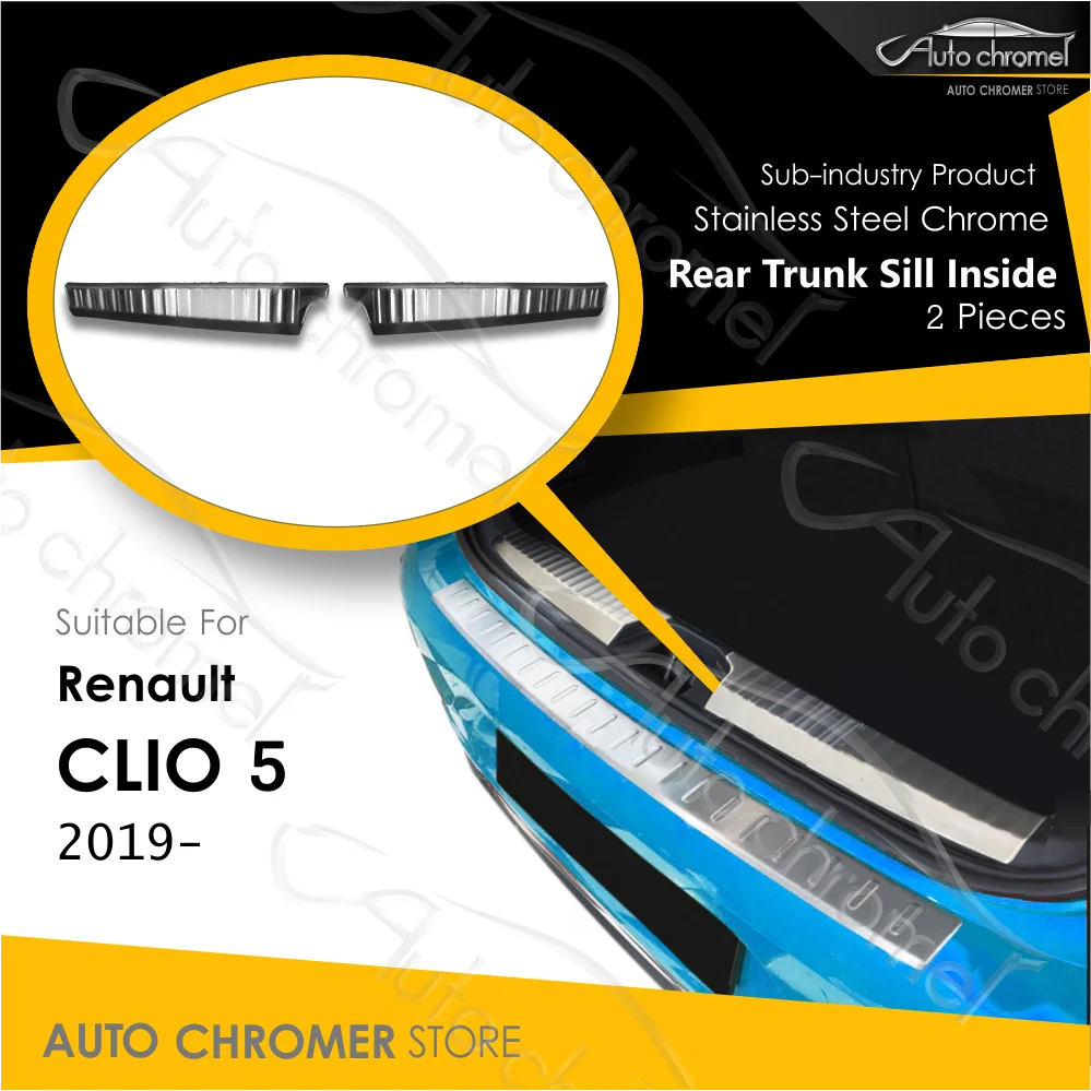 For Clio 5 Rear Trunk Sill Inside Chromes Accessories 2 pieces Premium Quality, Exterior Parts, Car Accessories,External Styling