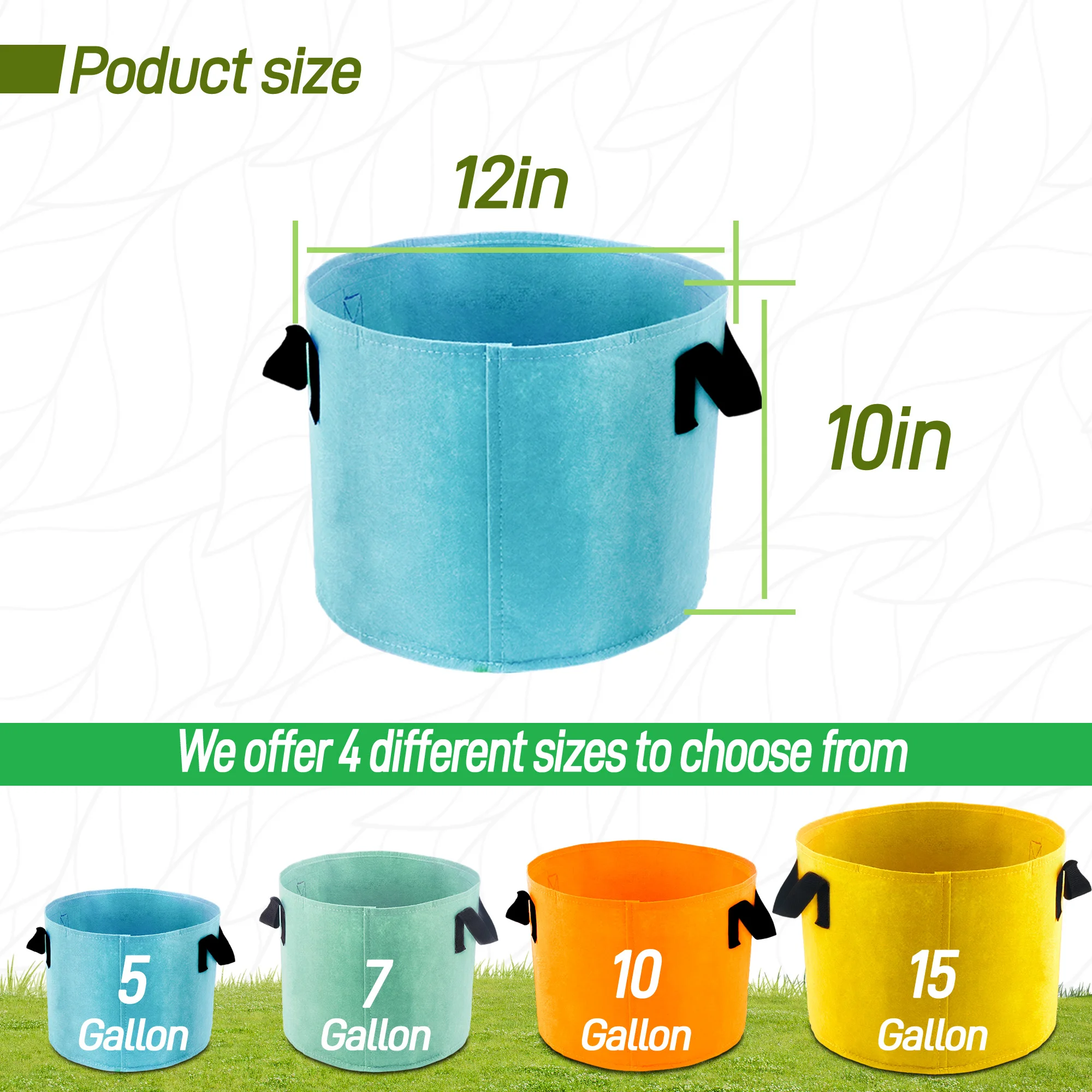 5 Gallon Grow Bags, 7 Pack Colorful Fabric Plant Pots with Handles for Garden and Outdoor Planting10 Gallon Grow Bags view 2
