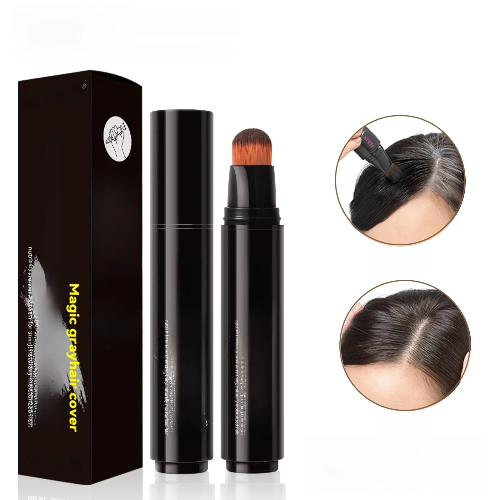 Haarverf Pen Haarwortel Touch Up Zwart Bruin Haarkleur Stick Wegwerp Haarverf Crème Borstel Gemakkelijk mee te nemen Magische Stick - afbeelding 2