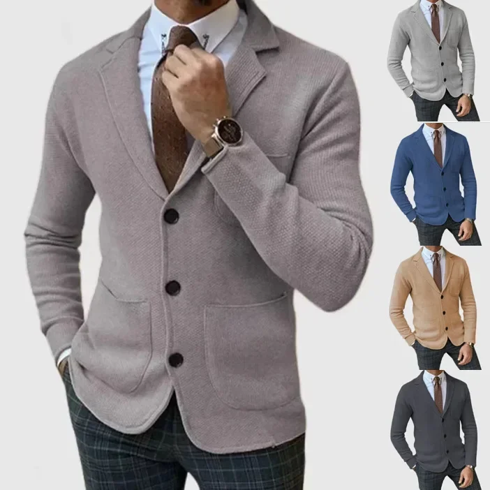 Płaszcz męski Jesienno-zimowa moda Slim Fit Brytyjski garnitur Casual Formal Blazer dla mężczyzn — zdjęcie 2
