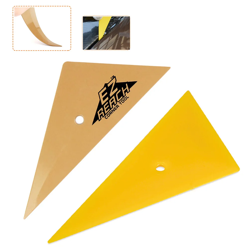 TOFAR escurridor triangular suave, película de fibra de carbono, raspador de tarjeta de enchufe de esquina, envoltura de vinilo para coche, papel