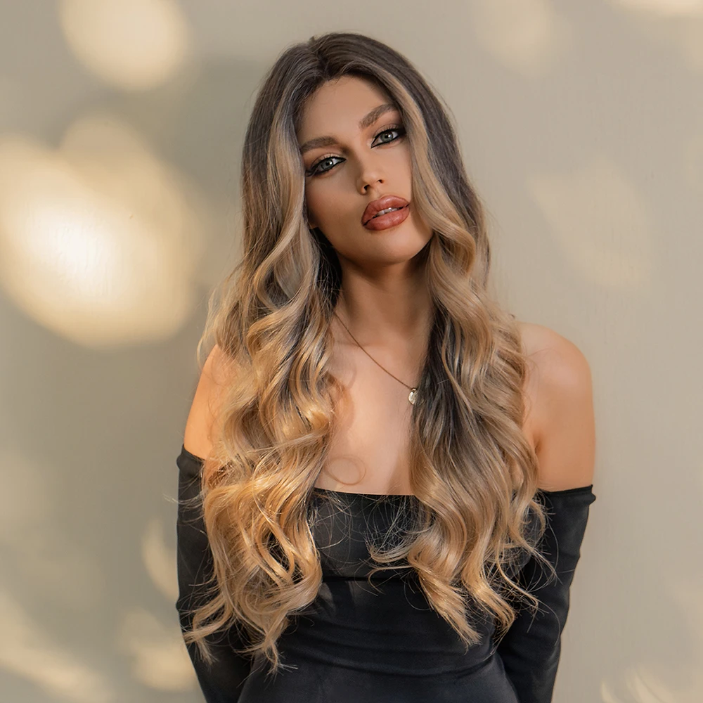 Blonde Unicorn Lace Front Wig Brown Wave Wig Hair Synthetic Wigs for Black White Women Daily Party Cosplay Heat Resistant Hair