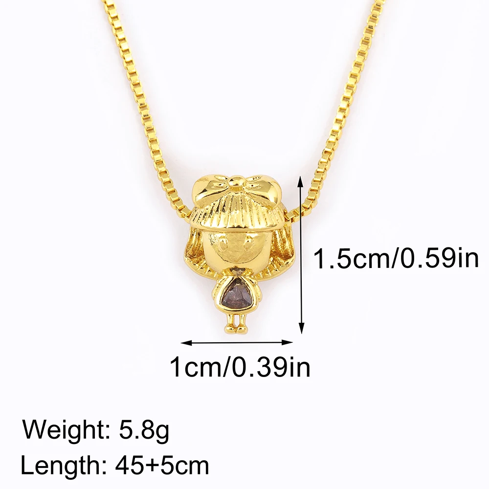 Nidin Hot Sale Trendy Son And Daughter Shape Zircon Pendant Necklace Boy Girl Fine Chain Choker Jewelry Mother's Day Gifts