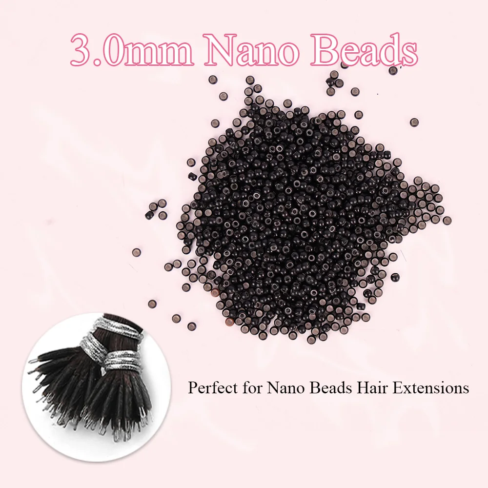 1000 uds/botella Nano anillos cuentas de silicona para Nano punta Nano anillo extensiones de cabello humano 5 colores opcionales negro marrón Rubio