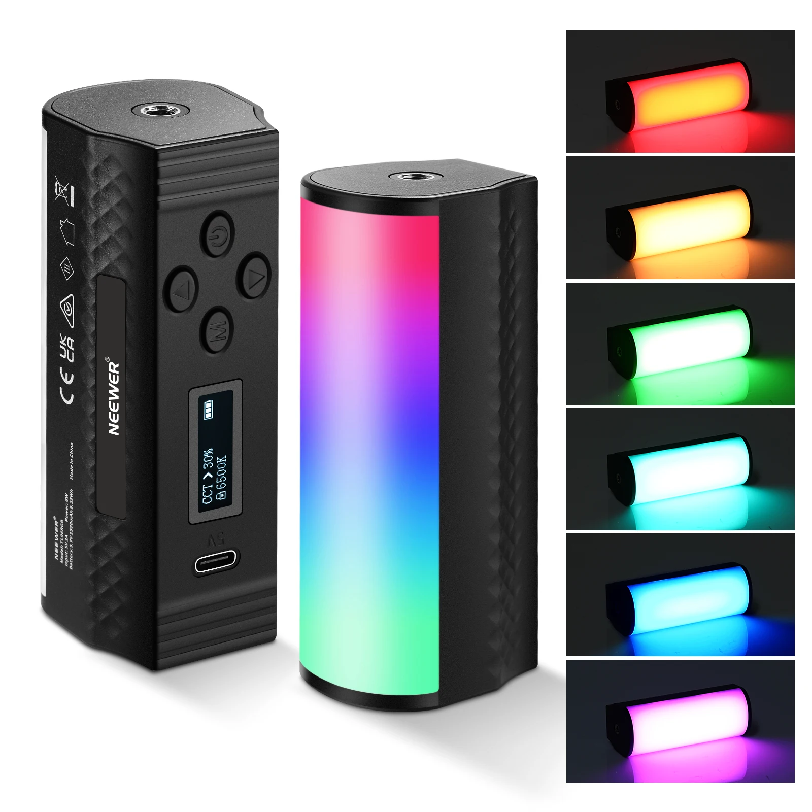 NEEWER Magnetischer Handlichtstab, 360° ° Full RGB Mini LED Video Light Stick mit 2500 mAh wiederaufladbarem Akku, 2500–8500 K – Detail 1