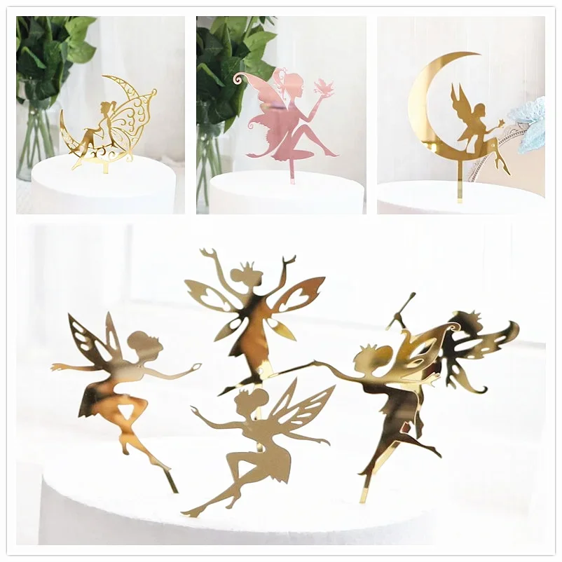 Nouveau Topper de Gâteau Joyeux Anniversaire en Acrylique Rose Doré Forme Dessin Animé pour Fête d'Enfants, Décoration de Dessert, Cadeau de Baby Shower