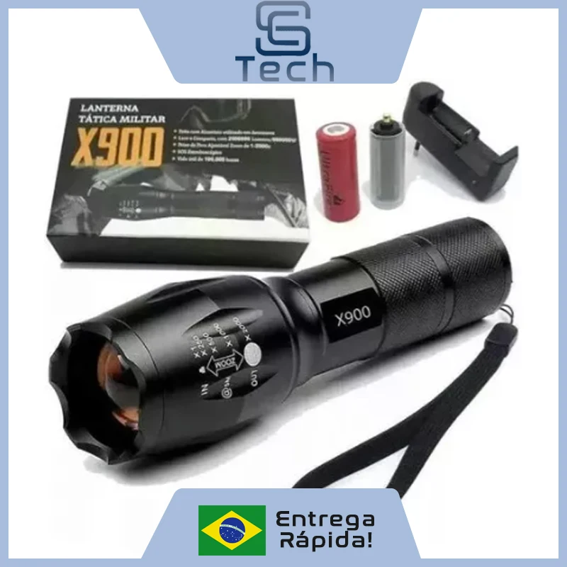 Military Tactical Flashlight X900 Rechargeable Zoom