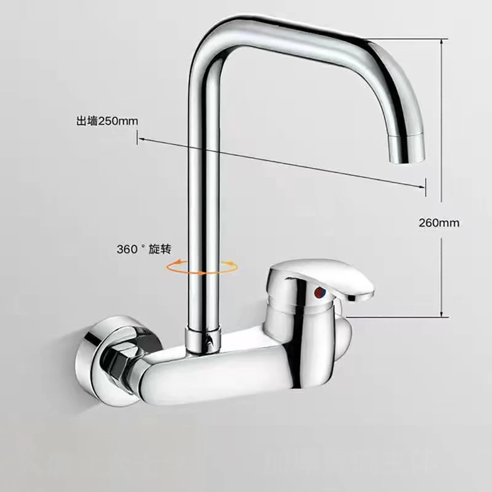 Brass kitchen in-wall hot and cold water faucet washbasin mixer valve universal faucet