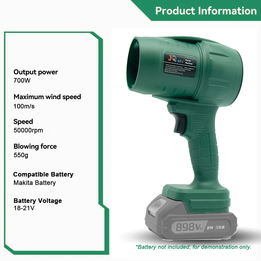 Powerful  Air Blower Turbo Fan with Thrust 550g to Cleaning Fallen Leaves, Snow and Sand Requires 18V Makita Battery view 5