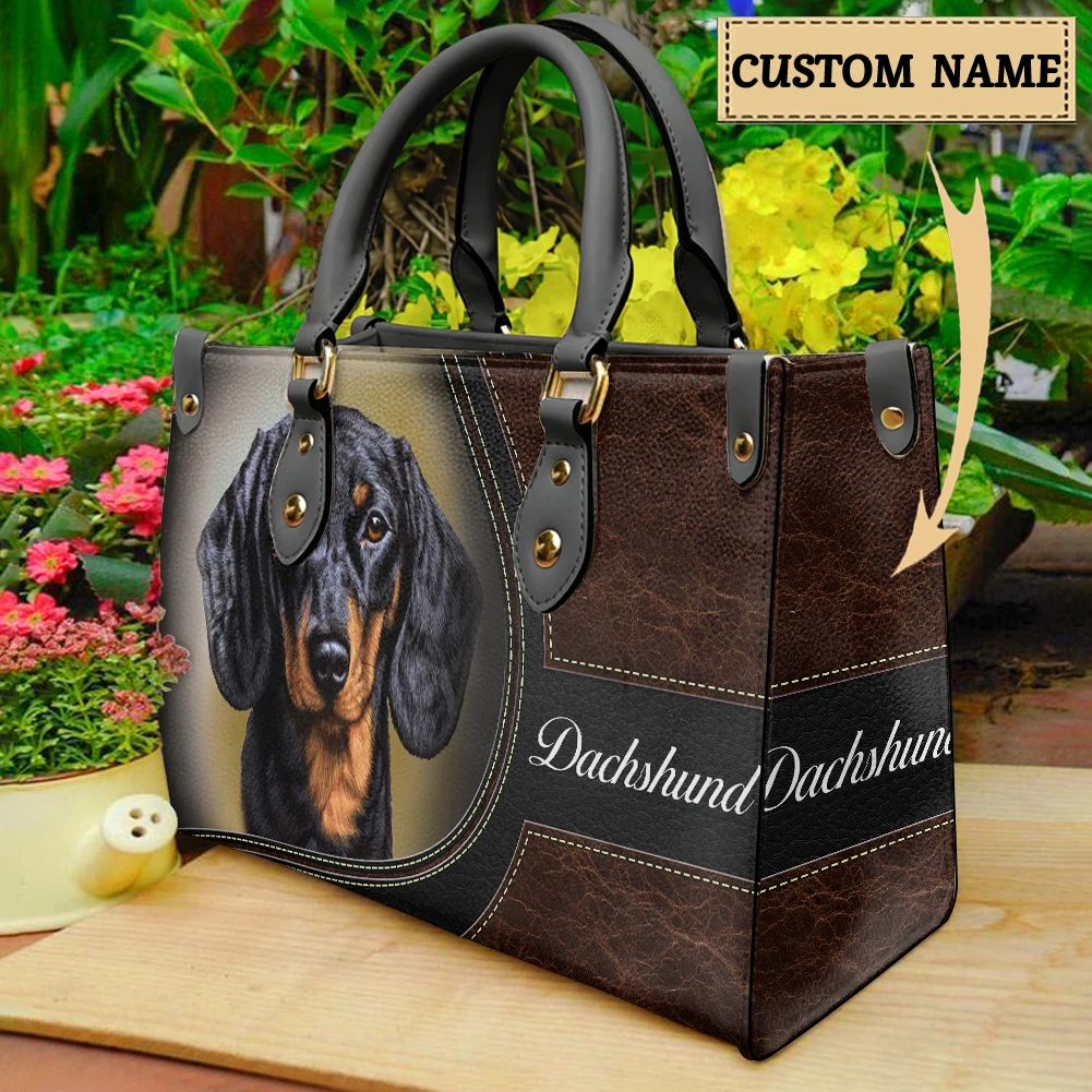 Dachshund French Bulldog Personalized Dog Name Shoulder Bag Female Luxury Casual Tote Bags Girls Daily Street Shopping Handbags