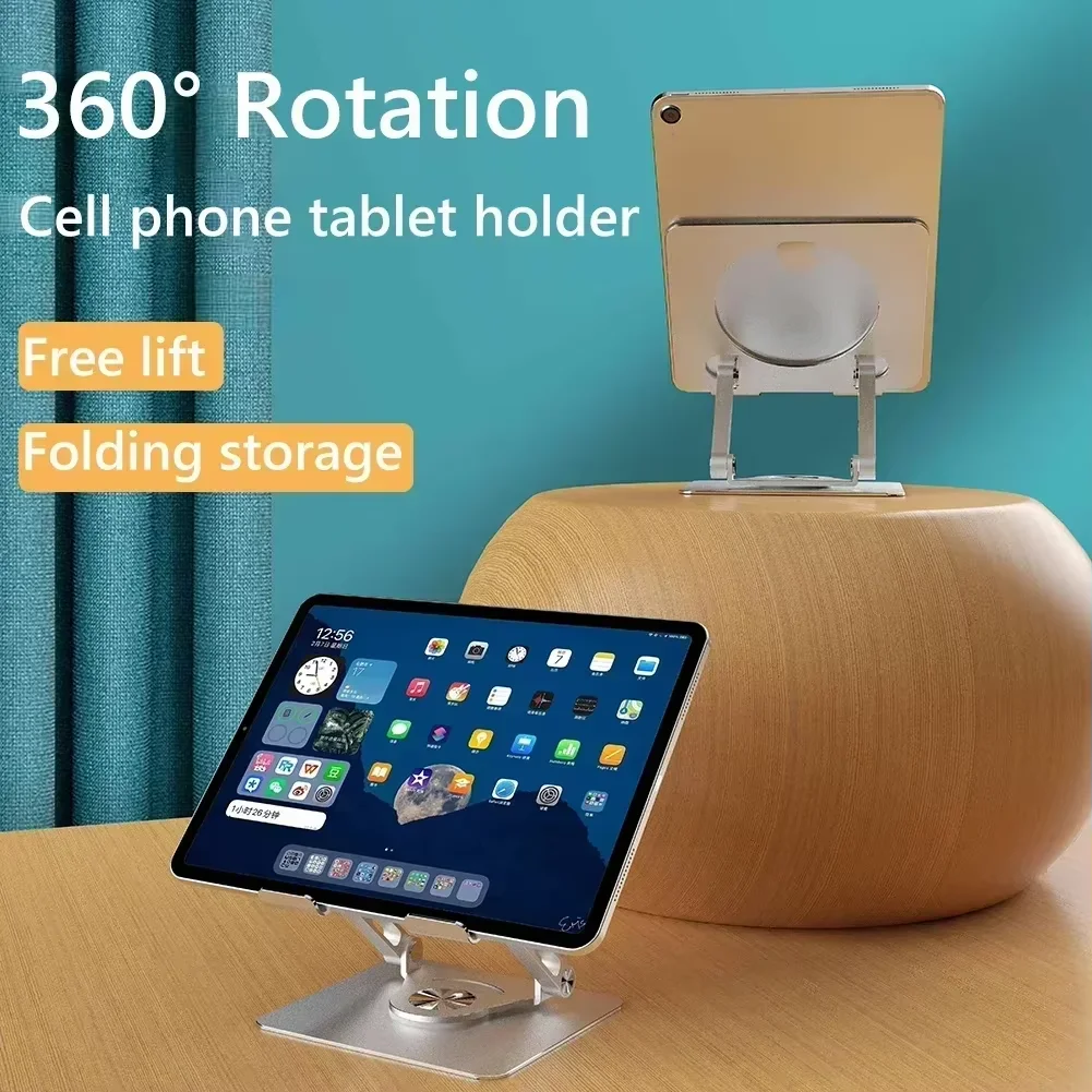 1x Universal 360° Rotation Foldable Cooling Bracket Support Tablet Holder Hollowed Adjustable Height for Cell Phone Tablet Stand