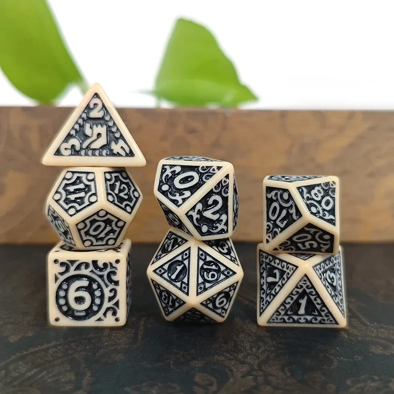 7 pièces jeu de dés polyédriques dés de jeu pour accessoires de jeu de société RPG D4 D6 D8 D10 D12 D20 pour accessoires de jeu de société RPG