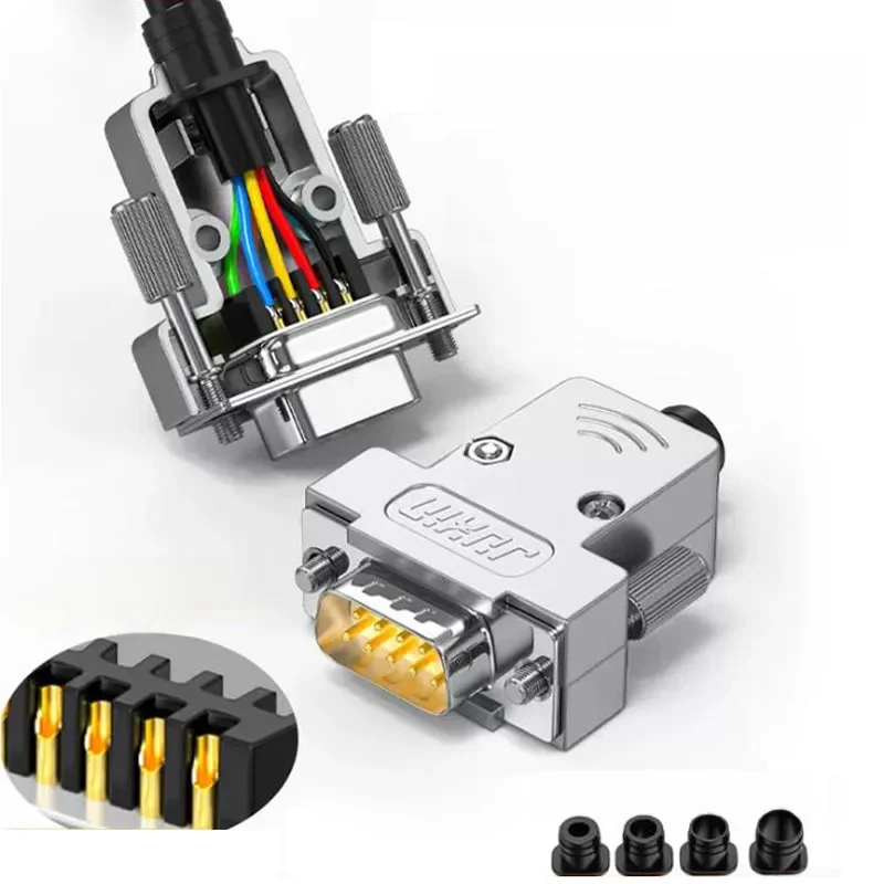 Metalowe złącze męskie żeńskie DB9 Mini wtyczka portu szeregowego RS232 klasy przemysłowej Ultrathin Solid Pin 9-pin 485 COM Port Socket — zdjęcie 2