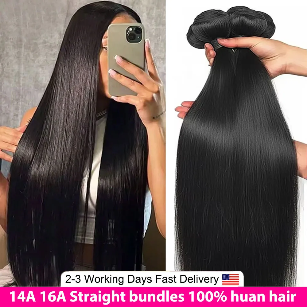 

30, 40 дюймов, 16 А, прямые человеческие волосы, пучки 3/4/5, необработанные человеческие волосы, 100% качество, бразильские девственные волосы, натуральный цвет