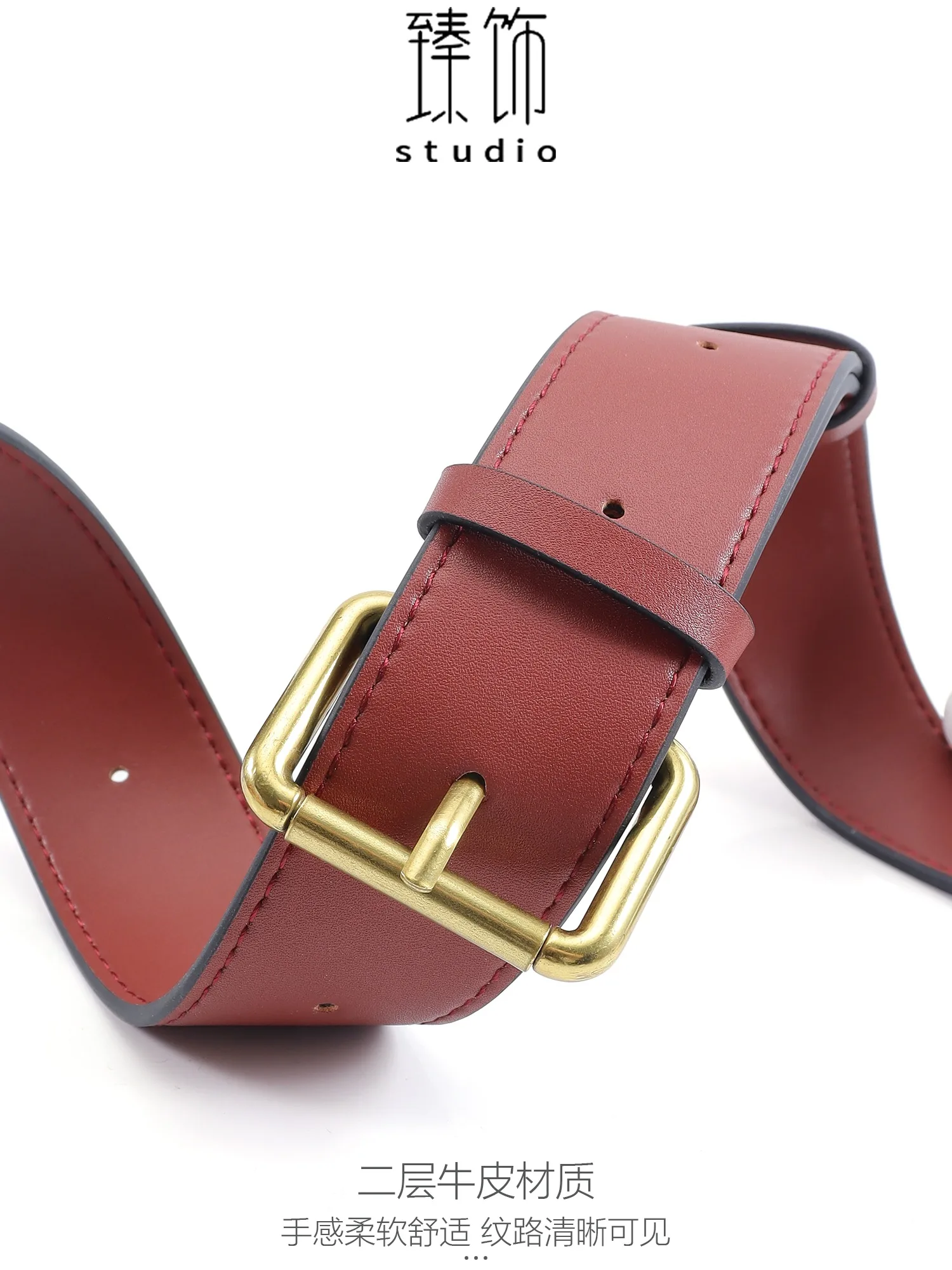 Reddish brown leather shoulder strap  Luxury bag crossbody bag strap Replacing chain accessories