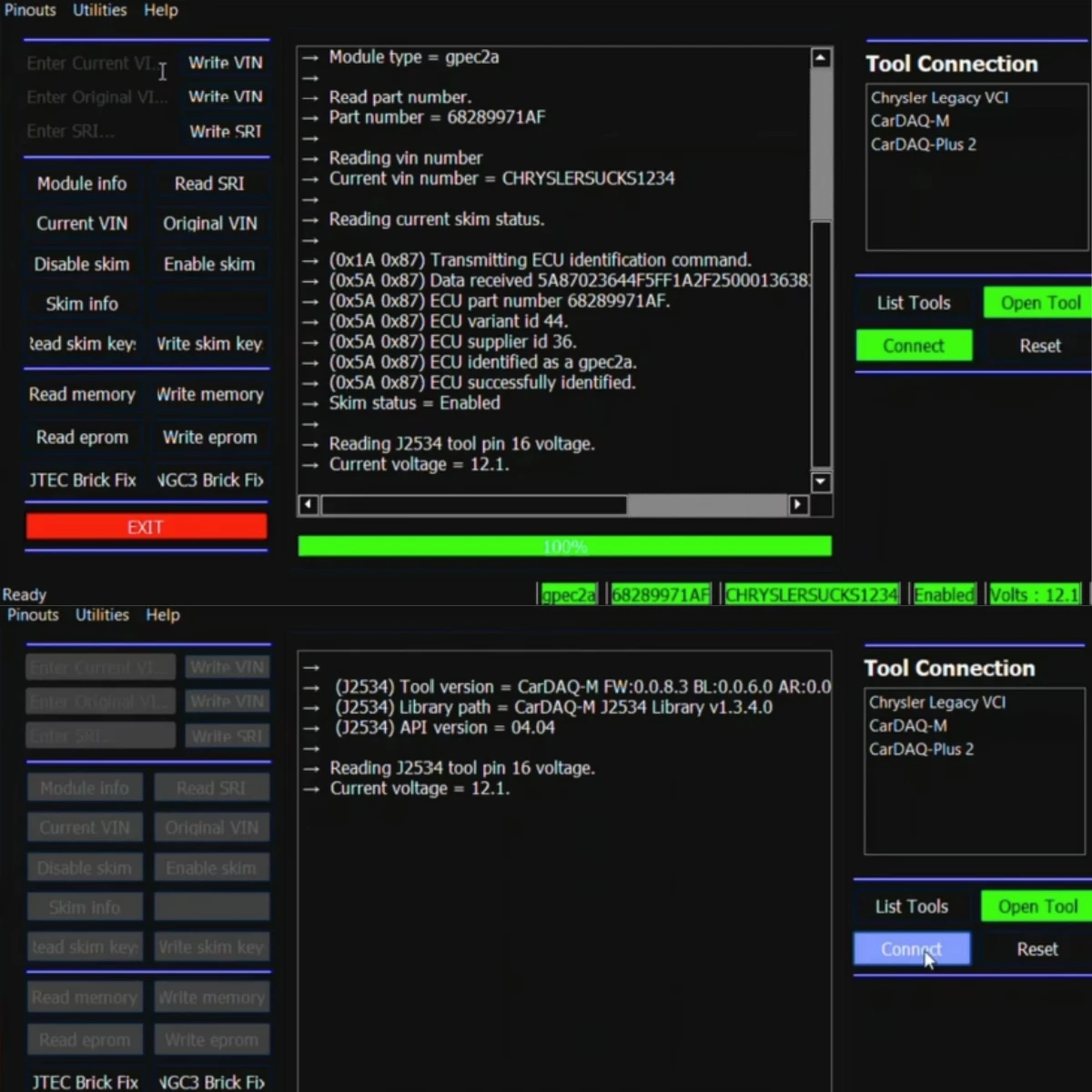 برنامج AEMT MAXX VIN Editor لـ Chrysler PCM Edit Skim Security يستخدم GPEC لكرايسلر/دودج/جيب ديزل غاز يدعم J2534 Win10
