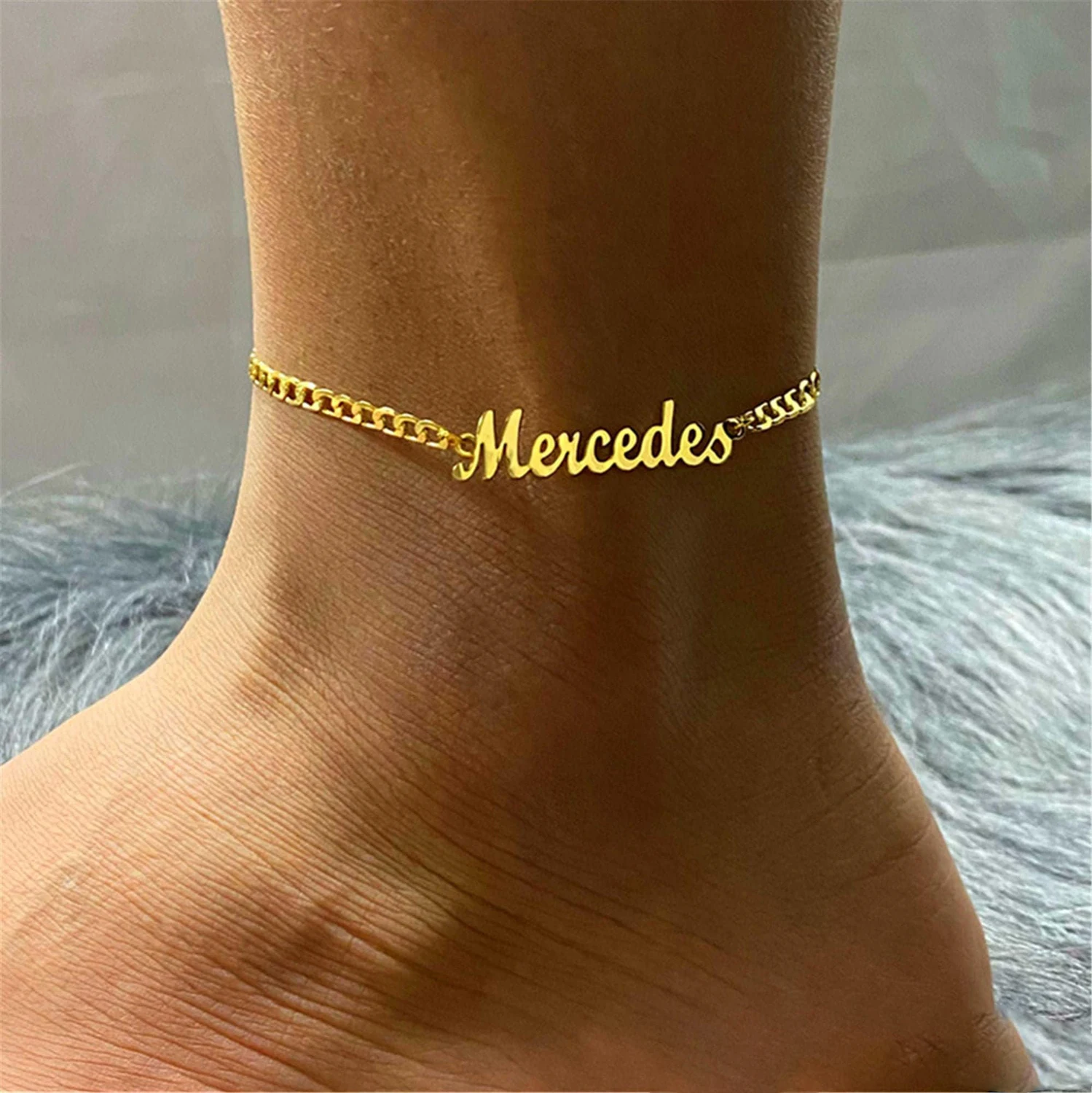 

Personalized Name Anklet Custom Name Anklet in Gold/Silver/Rose Gold Nameplate Anklet Custom Anklet Mother's Day Gift For Her