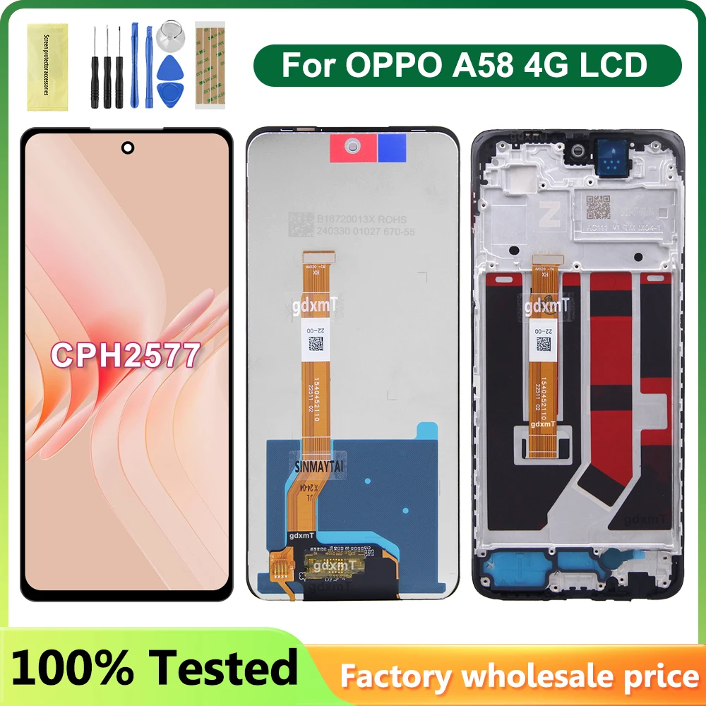 

6.72" For Oppo A58 4G LCD Display Touch Screen Digitizer Assemby Replace For Oppo A58 4G CPH2577 Display with Frame