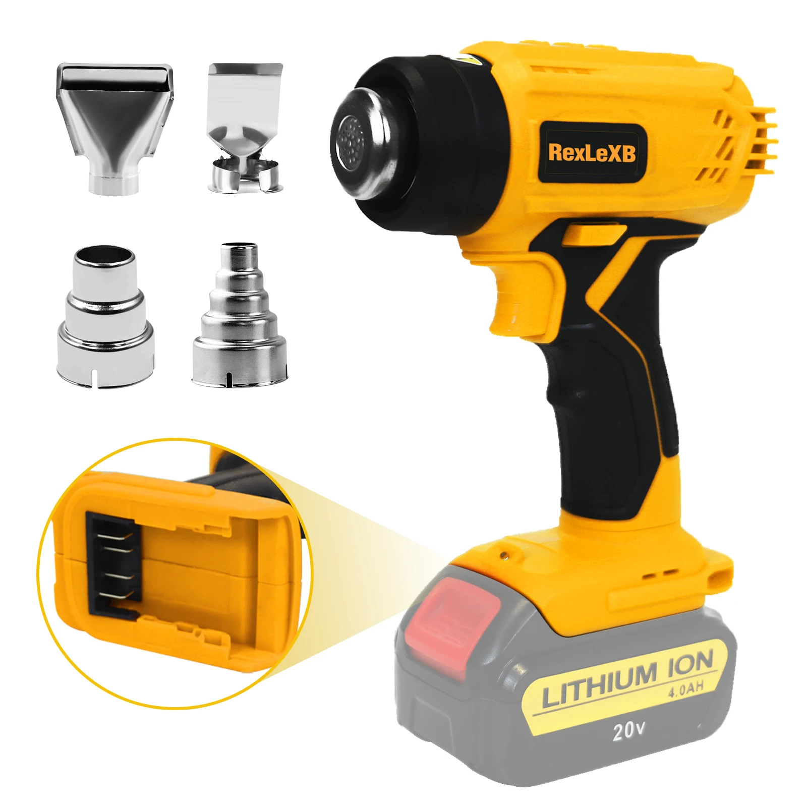 400W 500°C akumulátorové horko pistole pro dewalt 20V li-ion baterie elektrický horké vzduch pistole horko stáhnout pistole pro zmenšuje pvc bh (no battery)