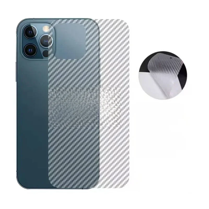 5 pièces Film arrière pour IPhone 12 Mini XS MAX Film de protection pour iphone 15 14 13 12 11 17Pro Max 16Plus Fiber de carbone transparente